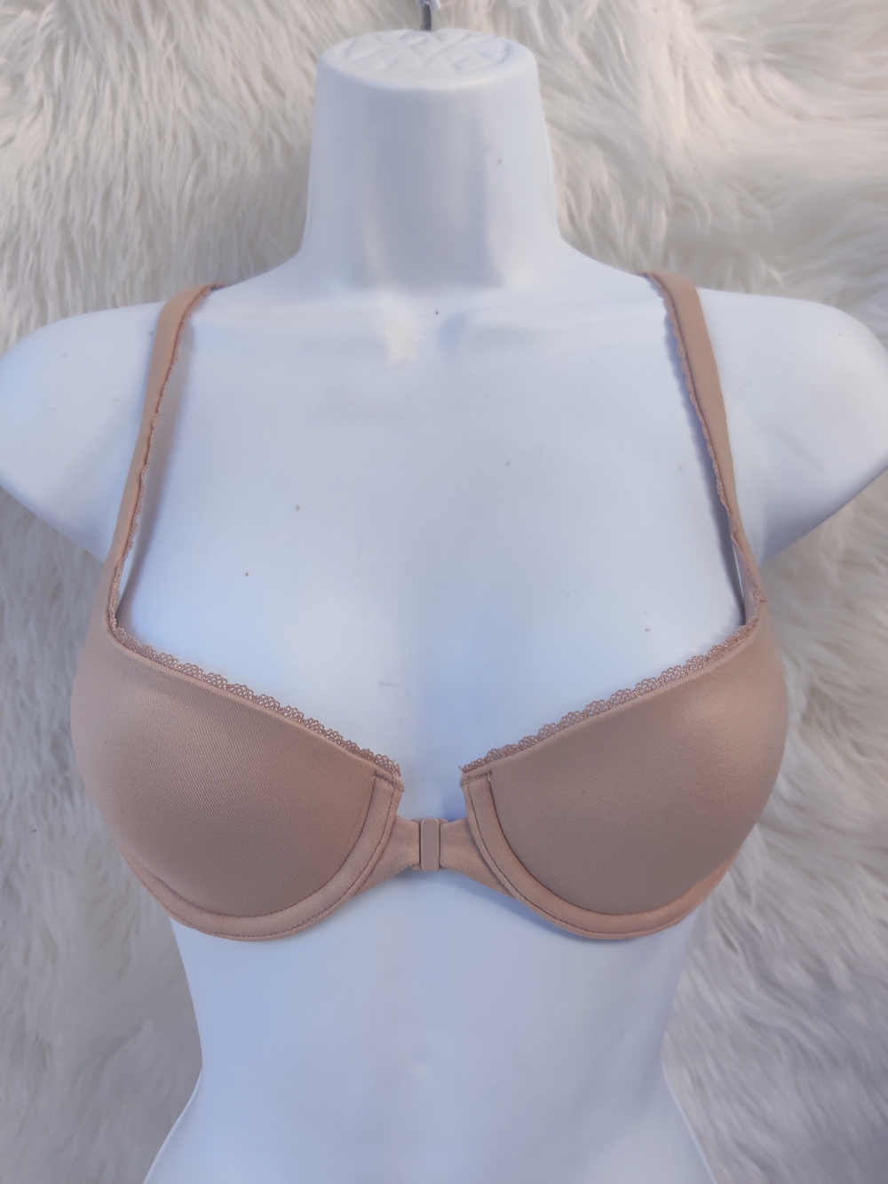 Victoria’s Secret Body Racerback Demi Bra 34A Nude Front Closure Underwire